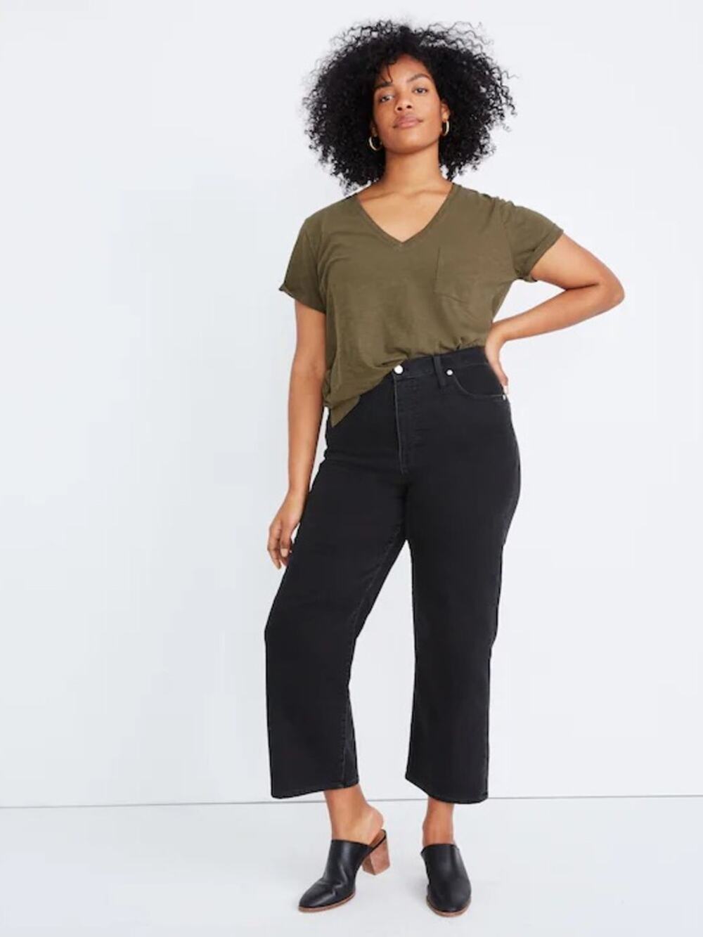 Madewell Slim Wide Leg Jeans High Rise Black Lunar Wash Size 26